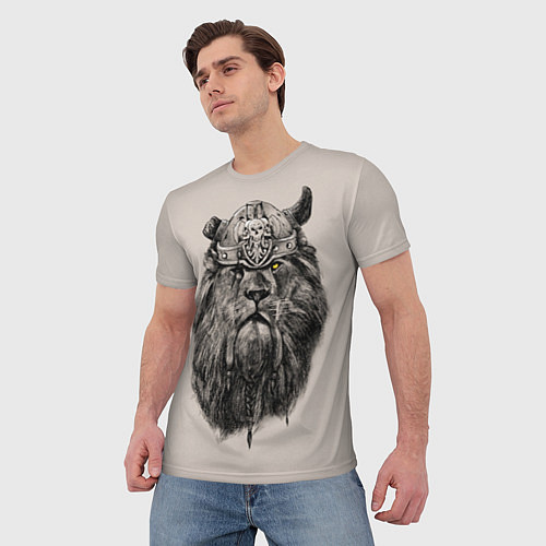 Мужская футболка Старый лев-воин / 3D-принт – фото 3
