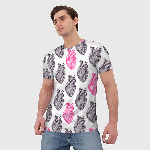 Мужская футболка Сердца 1 / 3D-принт – фото 3