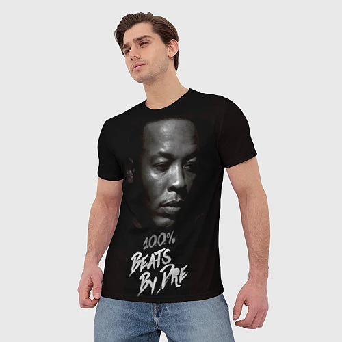 Мужская футболка Dr. Dre: 100% Beats / 3D-принт – фото 3