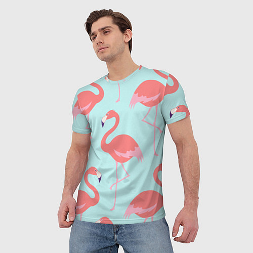 Мужская футболка Розовые фламинго / 3D-принт – фото 3