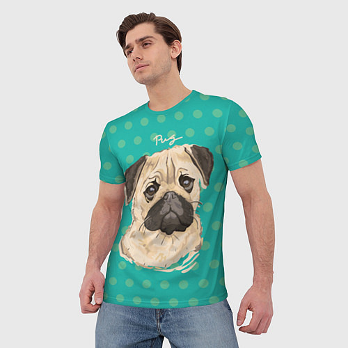 Мужская футболка Pug Mops / 3D-принт – фото 3