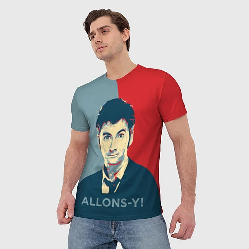 Мужская футболка ALLONS-Y! / 3D-принт – фото 3