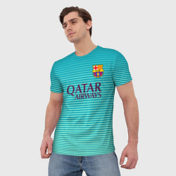 Футболка мужская Barcelona FC: Aqua, цвет: 3D-принт — фото 2
