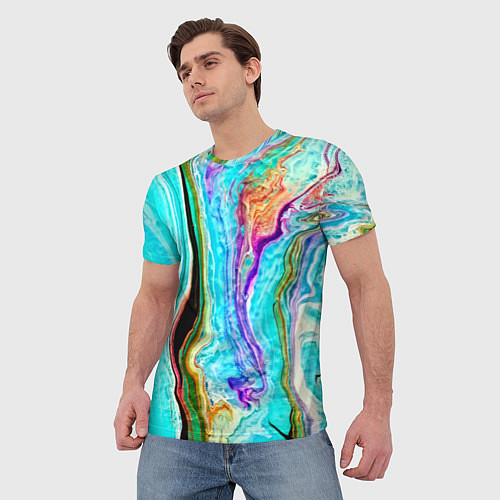 Мужская футболка Цветные разводы / 3D-принт – фото 3