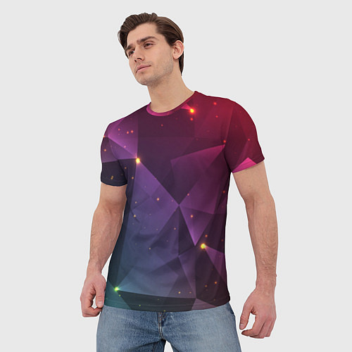 Мужская футболка Colorful triangles / 3D-принт – фото 3