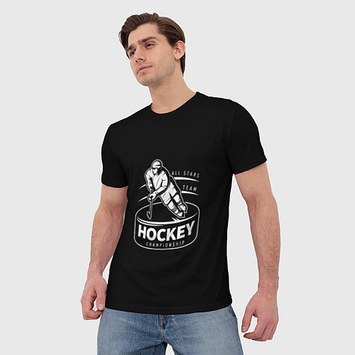 Мужская футболка Championship Hockey! / 3D-принт – фото 3