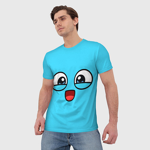 Мужская футболка Эмодзи / Смайл (голубой цвет) / 3D-принт – фото 3