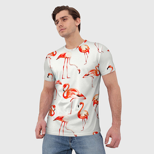 Мужская футболка Оранжевые фламинго / 3D-принт – фото 3