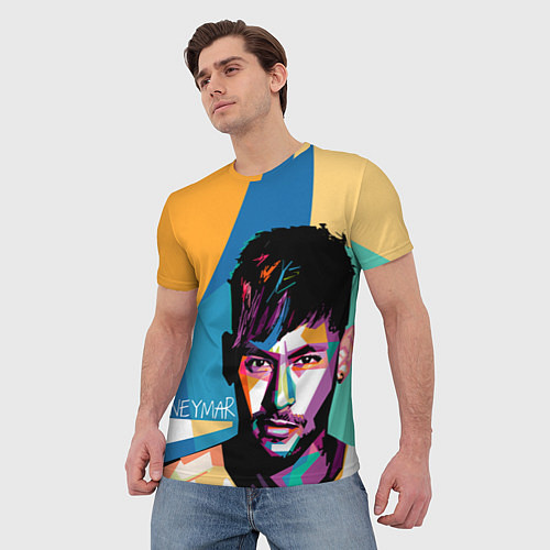 Мужская футболка Neymar Polygons / 3D-принт – фото 3