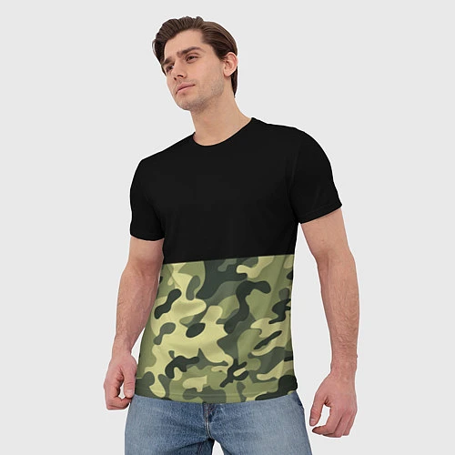 Мужская футболка Камуфляж: черный/хаки / 3D-принт – фото 3