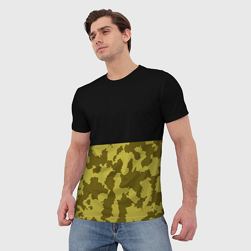 Мужская футболка Камуфляж: черный/болотный / 3D-принт – фото 3