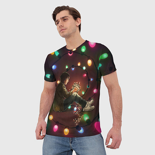 Мужская футболка Парень с лампочками / 3D-принт – фото 3