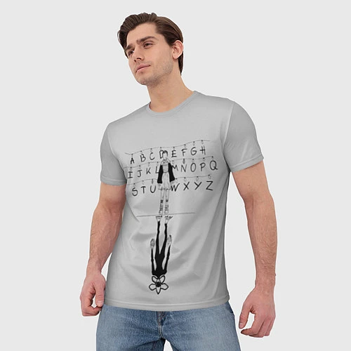 Мужская футболка Alphabet of light bulbs / 3D-принт – фото 3
