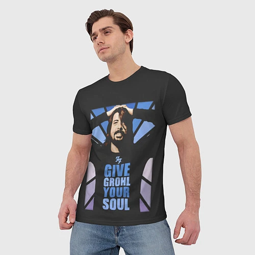 Мужская футболка Give Grohl Your Soul / 3D-принт – фото 3