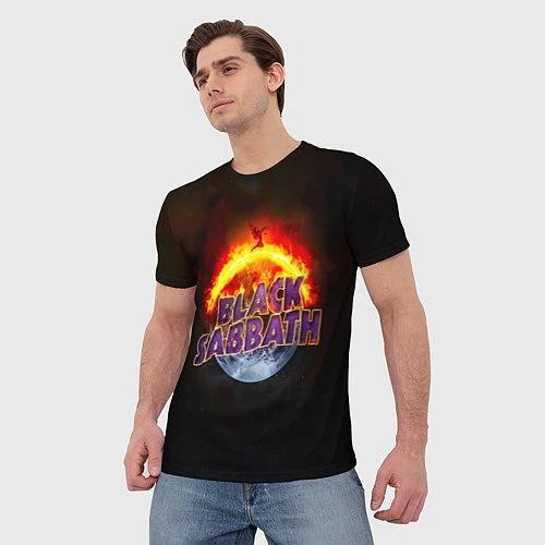 Мужская футболка Black Sabbath земля в огне / 3D-принт – фото 3