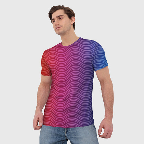 Мужская футболка Цветные волны / 3D-принт – фото 3