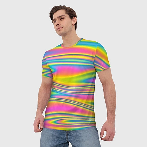 Мужская футболка Абстрактные разводы цвета / 3D-принт – фото 3