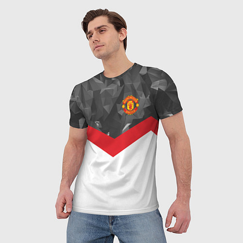 Мужская футболка Man United FC: Grey Polygons / 3D-принт – фото 3