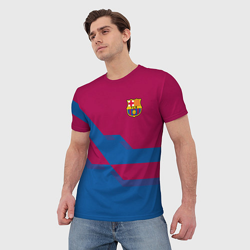Мужская футболка Barcelona FC: Blue style / 3D-принт – фото 3