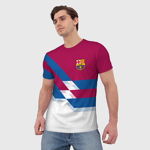 Мужская футболка Barcelona FC: White style / 3D-принт – фото 3