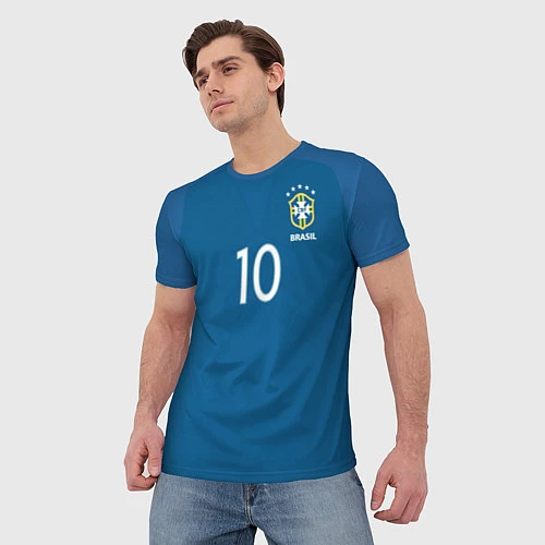 Мужская футболка Сборная Бразилии: Неймар ЧМ-2018 / 3D-принт – фото 3