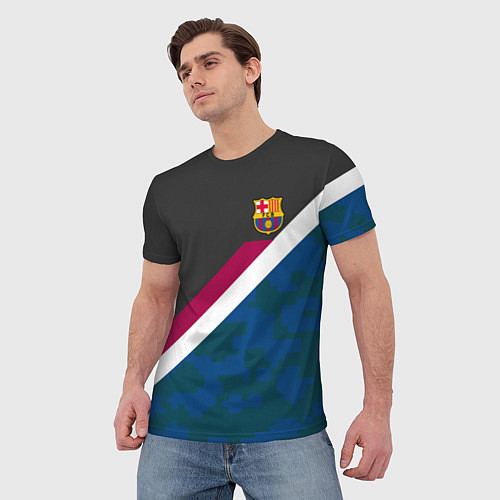 Мужская футболка FC Barcelona: Sport Camo / 3D-принт – фото 3