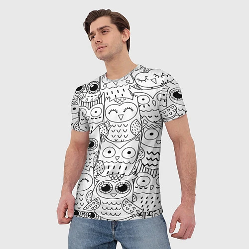 Мужская футболка Совушки: узор / 3D-принт – фото 3