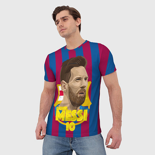 Мужская футболка FCB Lionel Messi / 3D-принт – фото 3