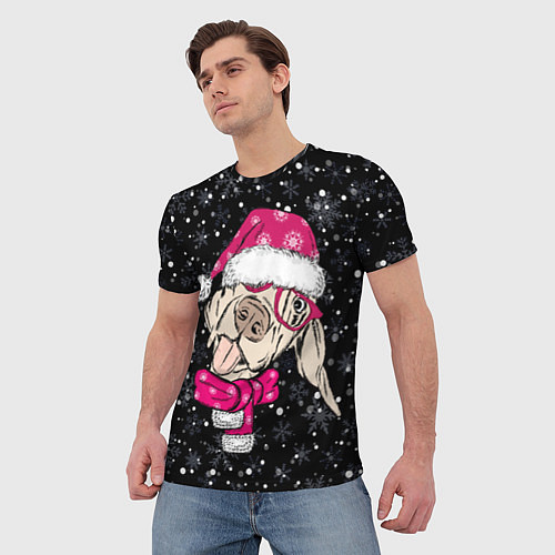 Мужская футболка Собака Санта / 3D-принт – фото 3