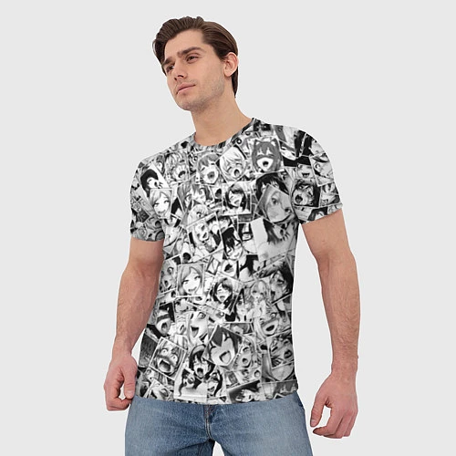 Мужская футболка Ahegao: Black & White / 3D-принт – фото 3