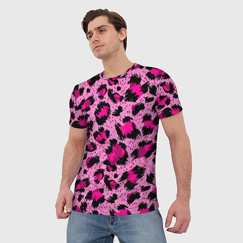 Мужская футболка Розовый леопард / 3D-принт – фото 3