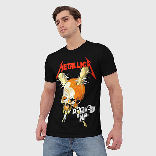 Мужская футболка Metallica - orange skull / 3D-принт – фото 3