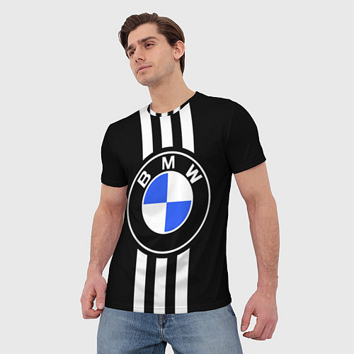 Мужская футболка BMW: White Strips / 3D-принт – фото 3