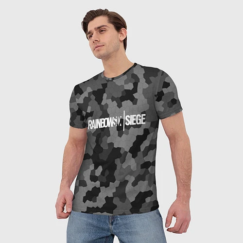 Мужская футболка Rainbow Six: Grey Mozaic / 3D-принт – фото 3