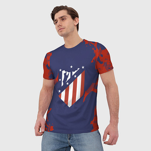 Мужская футболка FC Atletico Madrid: Blue & Red / 3D-принт – фото 3