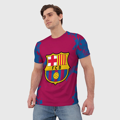 Мужская футболка FC Barcelona: Purple & Blue / 3D-принт – фото 3