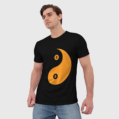Мужская футболка Bitcoin: Ying Yang / 3D-принт – фото 3