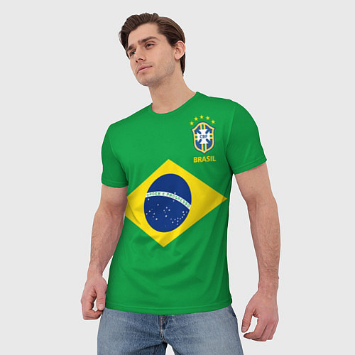 Мужская футболка Сборная Бразилии: зеленая / 3D-принт – фото 3