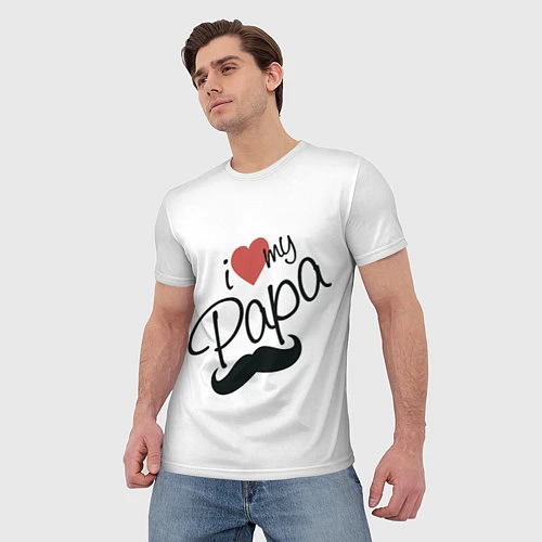 Мужская футболка I love my Papa / 3D-принт – фото 3