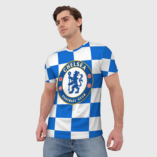Мужская футболка FC Chelsea: Grid / 3D-принт – фото 3