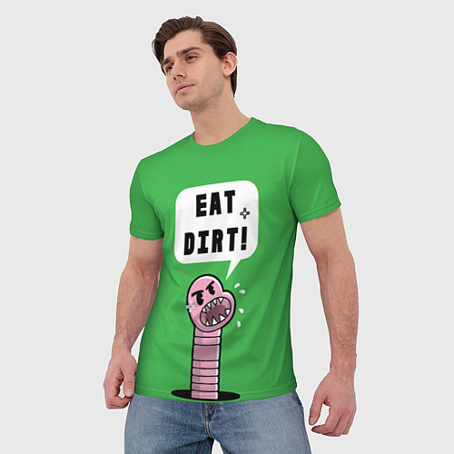 Мужская футболка Eat Dirt / 3D-принт – фото 3