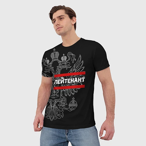 Мужская футболка Лейтенант: герб РФ / 3D-принт – фото 3