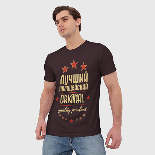 Мужская футболка Лучший полицейский: Original Quality / 3D-принт – фото 3