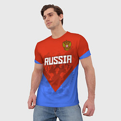 Футболка мужская Russia Red & Blue, цвет: 3D-принт — фото 2