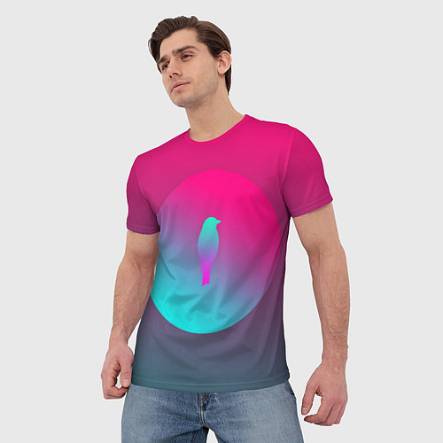 Мужская футболка Неоновая птица / 3D-принт – фото 3