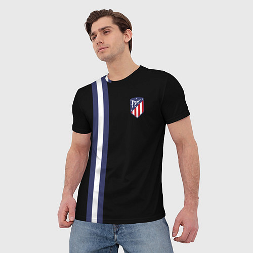 Мужская футболка FC Atletico Madrid: Blue Line / 3D-принт – фото 3