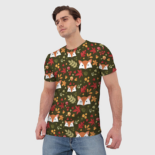 Мужская футболка Осенние лисички / 3D-принт – фото 3