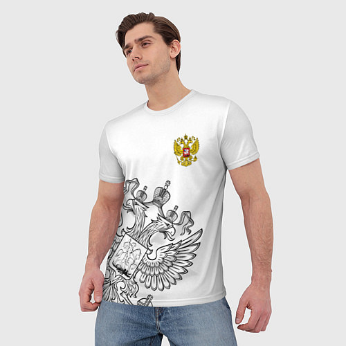 Мужская футболка Russia: White Edition / 3D-принт – фото 3