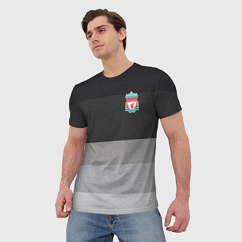 Мужская футболка ФК Ливерпуль: Серый стиль / 3D-принт – фото 3