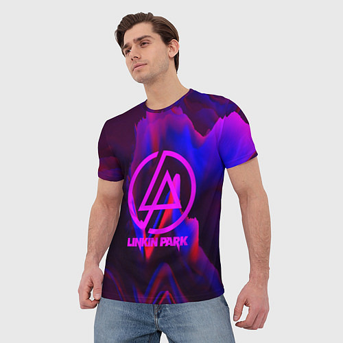 Мужская футболка Linkin Park: Violet Neon / 3D-принт – фото 3